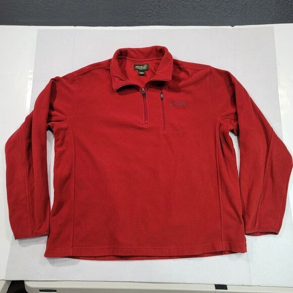 Eddie Bauer Long Sleeve Mens 1/4 Zip Pullover Sweater Adult XL Red Fleece - Picture 2 of 6